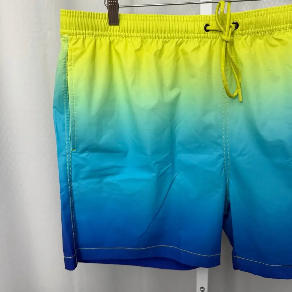 Psycho Bunny Swim Trunks Mens 3XL XXXL Malta Ombre Hydrochromic Lined Blue